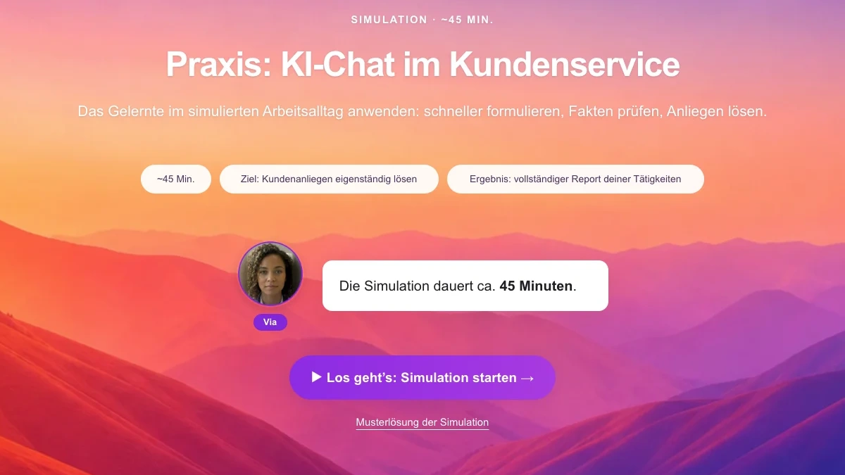 Start einer Praxis-Simulation in studyspace